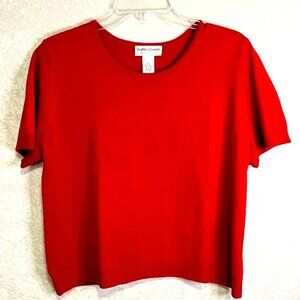 DRAPERS & DAMONS Sweater Womens PL Red Soft Y2K Popover Preppy Minimalist